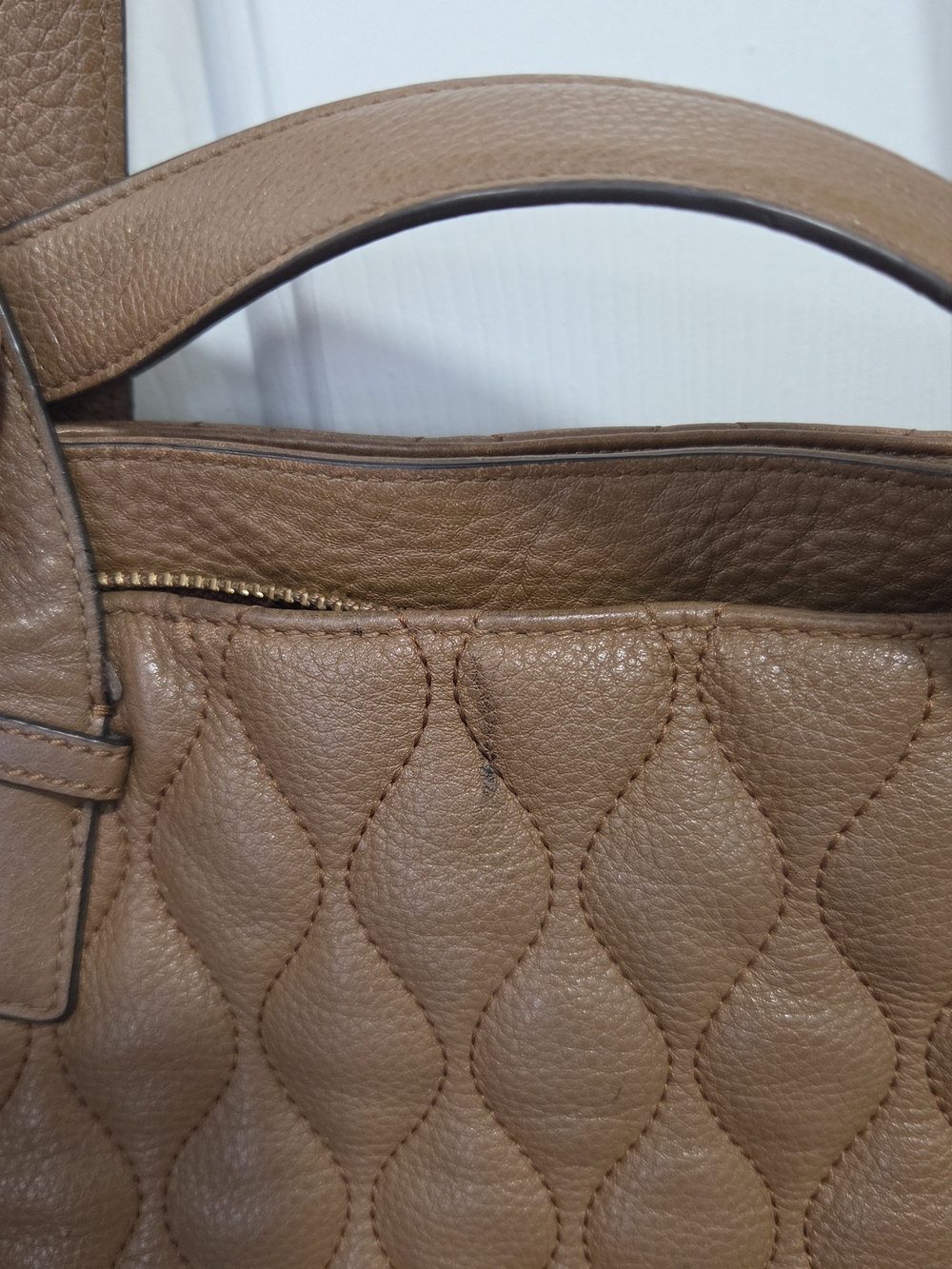 Vera Bradley Quilted Brown Leather Laptop Tote Bag - Picture 6 of 10
